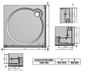Душевое ограждение 1000x900мм прозрачное стекло Roltechnik Exclusive Line ECDO1N+ECDBN/1000*900 black elox 562-1000000-05-02+563-9000000-05-02 Душевое ограждение 1000x900мм прозрачное стекло Roltechnik Exclusive Line ECDO1N+ECDBN/1000*900 black elox 562-1000000-05-02+563-9000000-05-02, 2