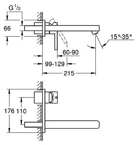 Смеситель для раковины из стены Grohe Lineare хром 23444000 Смеситель для раковины из стены Grohe Lineare хром 23444000, 2