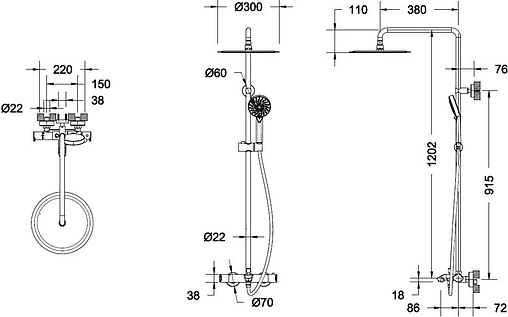 Душевая система с термостатом для ванны Bravat Waterfall хром F639114C-A3-RUS