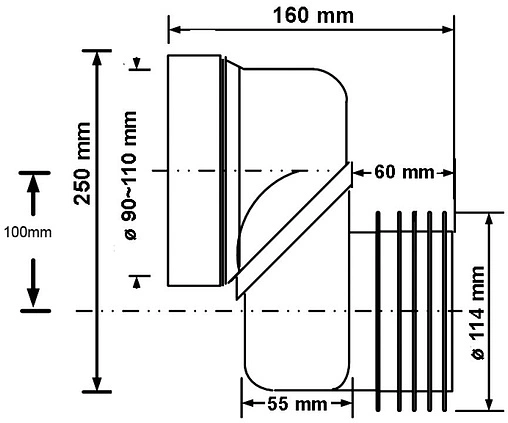 Патрубок для унитаза эксцентриковый Mc Alpine 100мм MRWCLO-10