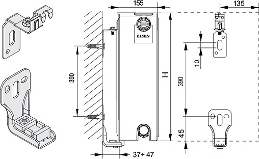 Радиатор стальной панельный Elsen ERV тип 33 500 x 1000 мм ERV330510