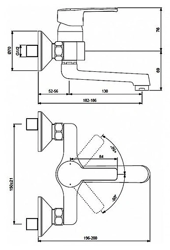 Смеситель для раковины настенный Vidima Uno хром BA250AA