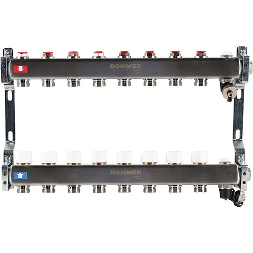 Группа коллекторная без расходомеров 8 отводов 1&quot;в/в x ¾&quot;ек Rommer RMS-3201-000008