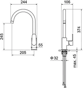Смеситель для кухни Aquatek Оберон хром AQ1282CR Смеситель для кухни Aquatek Оберон хром AQ1282CR, 2