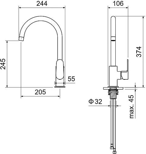 Смеситель для кухни Aquatek Оберон хром AQ1282CR