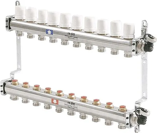 Группа коллекторная распределительная 10 отводов 1&quot;в/в x ¾&quot;ек Uni-fitt 451I4310