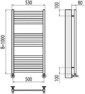 Полотенцесушитель водяной лесенка Terminus Грета П13 500х1000 полированная сталь 4670078530585, 2