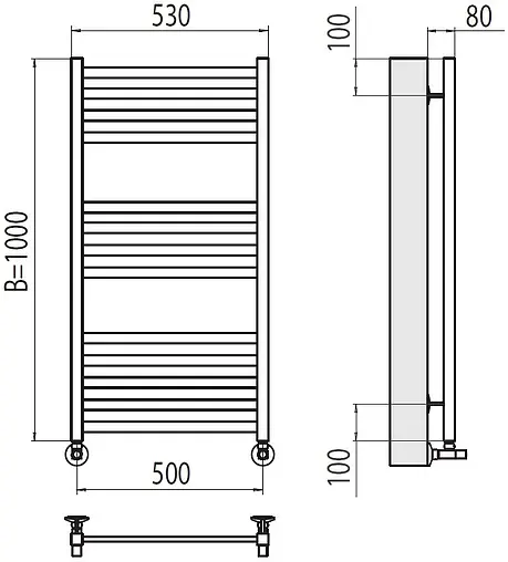 Полотенцесушитель водяной лесенка Terminus Грета П13 500х1000 полированная сталь 4670078530585
