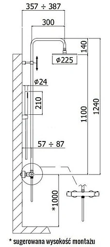 Душевая система с термостатом для душа Paffoni Birillo чёрный матовый ZCOL684LIQNO