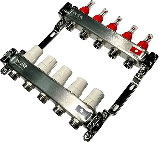 Группа коллекторная с расходомерами 5 отводов 1&quot;в/в x ¾&quot;ек Uni-fitt OPTIMAL 450B4305.RU