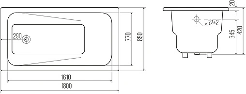 Ванна чугунная Goldman Art 180x85 AT18085