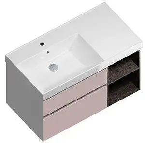 Тумба-умывальник подвесная Kerama Marazzi Cubo 90 мальва/ментс CUB.90Lh\MAL+CU.wb.90lh Тумба-умывальник подвесная Kerama Marazzi Cubo 90 мальва/ментс CUB.90Lh\MAL+CU.wb.90lh, 1