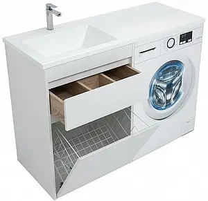 Тумба-умывальник напольная над стиральной машиной Aquanet Токио 120 L белый 00239290+00235499, 5