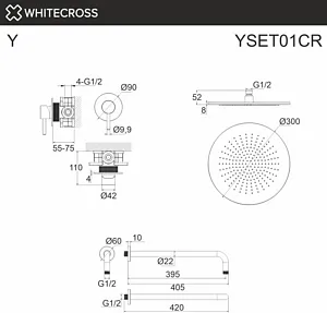Смеситель для душа скрытого монтажа WHITECROSS Y chrome хром YSET01CR, 2