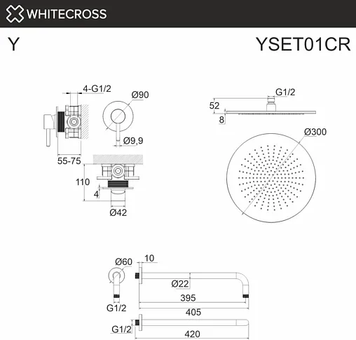 Смеситель для душа скрытого монтажа WHITECROSS Y chrome хром YSET01CR Смеситель для душа скрытого монтажа WHITECROSS Y chrome хром YSET01CR