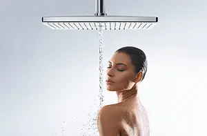 Лейка верхнего душа с настенным креплением Hansgrohe Rainmaker Select 460 3jet черное стекло/хром 24007600 Лейка верхнего душа с настенным креплением Hansgrohe Rainmaker Select 460 3jet черное стекло/хром 24007600, 4