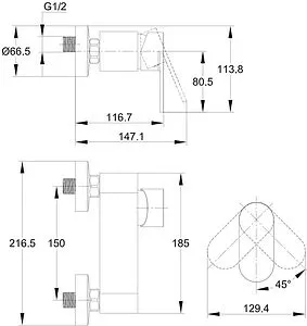 Смеситель для душа Cersanit Elio хром 63046 Смеситель для душа Cersanit Elio хром 63046, 2