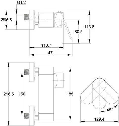 Смеситель для душа Cersanit Elio хром 63046 Смеситель для душа Cersanit Elio хром 63046