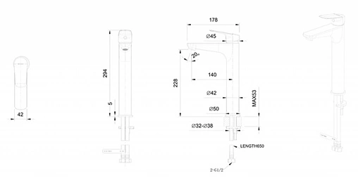 Смеситель для раковины Bravat Rhein чёрный матовый F1429564BW-A-ENG