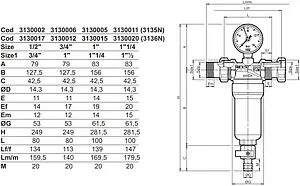 Фильтр тонкой очистки воды 1¼"н x 1¼"н Tiemme 3135N 3130011 Фильтр тонкой очистки воды 1¼"н x 1¼"н Tiemme 3135N 3130011, 2