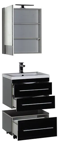 Шкаф-зеркало Aquanet Верона 58 L чёрный 00175384