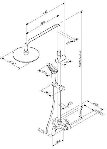 Душевая система со смесителем для душа Am.Pm Sunny хром F0785C800 Душевая система со смесителем для душа Am.Pm Sunny хром F0785C800