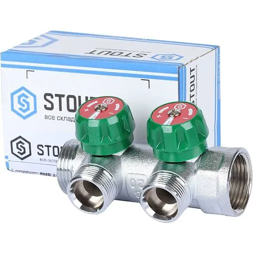 Коллектор регулирующий проходной 2 отвода 1&quot;в/н x ¾&quot;ек Stout SMB-6850-013402