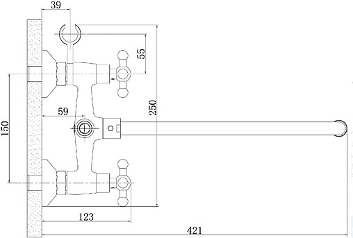 Смеситель для ванны с длинным изливом Rossinka хром G02-84
