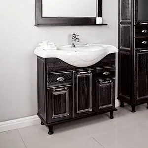 Тумба-умывальник напольная Aquaton Жерона 85 черное серебро 1A1585K5GEM50, 3