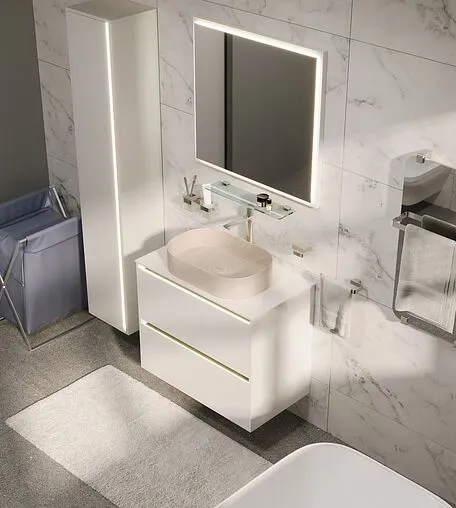 Шкаф-пенал подвесной Allen Brau Activity 35 L с подсветкой антрацит/олива браш 1.34009.AM