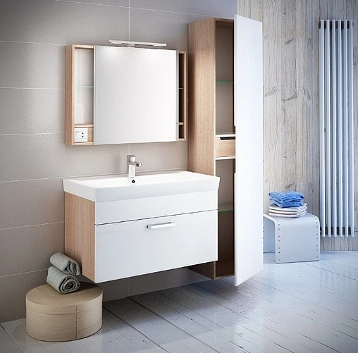 Шкаф-зеркало IDDIS Mirro 80 белый/дерево MIR8000i99