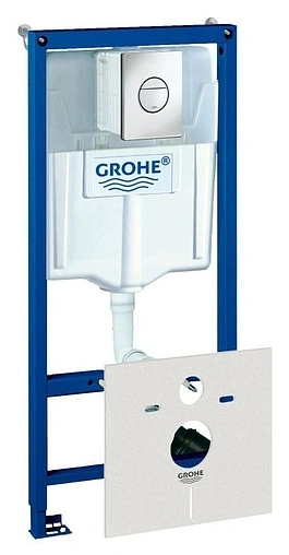 Инсталляция для подвесного унитаза Set 4 в 1 Grohe Rapid SL 38813001 с кнопкой хром глянцевый