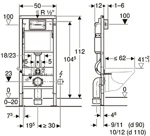 Инсталляция для подвесного унитаза Set 4 в 1 Geberit Duofix 458.128.11.1 с кнопкой Delta 51 белый глянцевый Инсталляция для подвесного унитаза Set 4 в 1 Geberit Duofix 458.128.11.1 с кнопкой Delta 51 белый глянцевый, 2