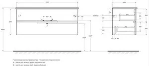 Тумба-умывальник подвесная Cezares Duet 120 Bianco Lucido DUET-1200-2C-SO-BL+CZR-NAT-120-LVB, 2
