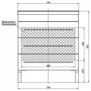 Тумба под умывальник напольная Aquanet Верона 75 белый 00178254, 3