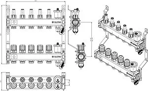 Группа коллекторная с расходомерами 5 отводов 1&quot;в/в x ¾&quot;ек Valtec VTc.579.EMNX.0605, 2