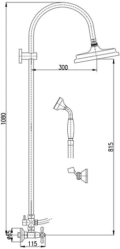 Душевая система со смесителем для душа Rav Slezak Morava retro бронза/белый MK181.5/3SM