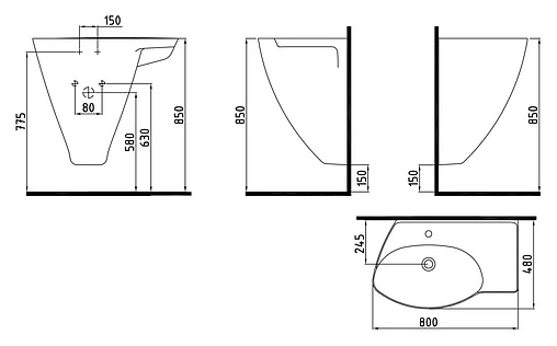 Раковина Bien Mineral 80 белый MNLM08001FD1W3000