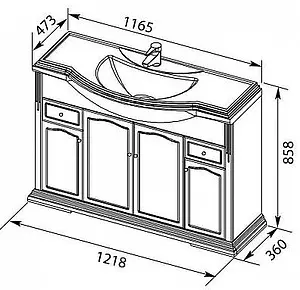 Тумба-умывальник напольная Aquanet Классик 120 белый 00175302+00188774 Тумба-умывальник напольная Aquanet Классик 120 белый 00175302+00188774, 2