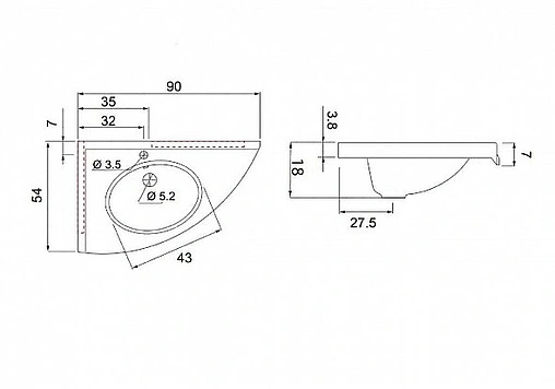 Тумба под умывальник напольная Aquanet Корнер 89 L белый 00158824