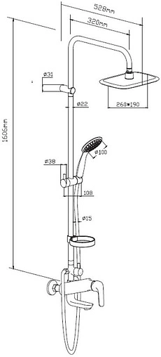 Душевая система со смесителем для ванны Damixa Palace Evo хром 974230000
