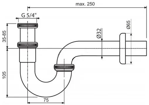 Сифон трубный для раковины Ideal Standard хром A2305AA Сифон трубный для раковины Ideal Standard хром A2305AA