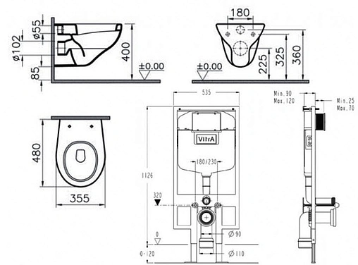 Комплект 5 в 1 VitrA Normus 9773B003-7200 с кнопкой хром глянцевый Комплект 5 в 1 VitrA Normus 9773B003-7200 с кнопкой хром глянцевый