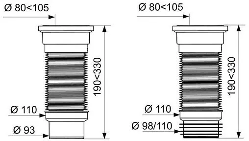 Гофра для унитаза Wirquin 190-330мм 70984969