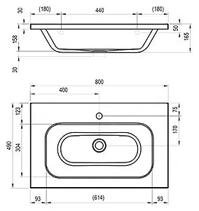 Раковина Ravak Chrome 80 белый XJG01280000 Раковина Ravak Chrome 80 белый XJG01280000, 2