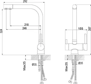 Смеситель для кухни с подключением к фильтру Rossinka хром Z40-25 Смеситель для кухни с подключением к фильтру Rossinka хром Z40-25, 2