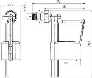 Заливной клапан для бачка ½&quot; пластик боковой Ани Пласт Эконом WC5050, 2