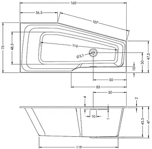 Ванна акриловая Riho Space 160x75 L B112001005, 2