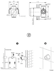 Скрытая часть смесителя для 1 потребителя Bravat Built-in D999CP-ENG, 2