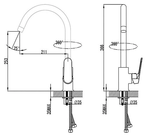 Смеситель для кухни SMARTsant Флай хром SM213501AA